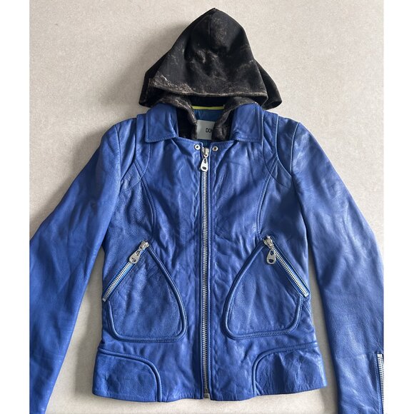 Doma Electric Blue Leather Jacket with Detachable Hood ALT ASO Clary Fray - Picture 8 of 16